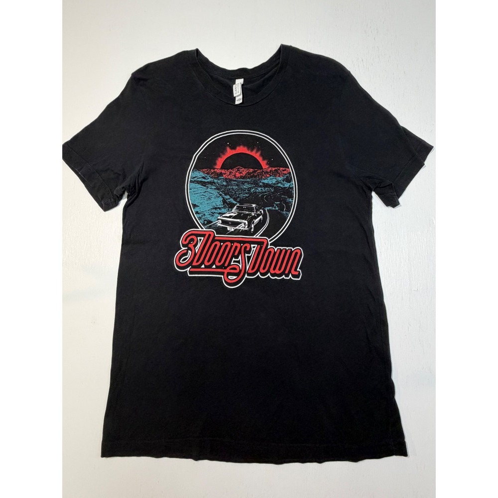 3 Doors Down Band T-Shirt Mens Large Black Graphic Tee Bella Canvas Rock Car